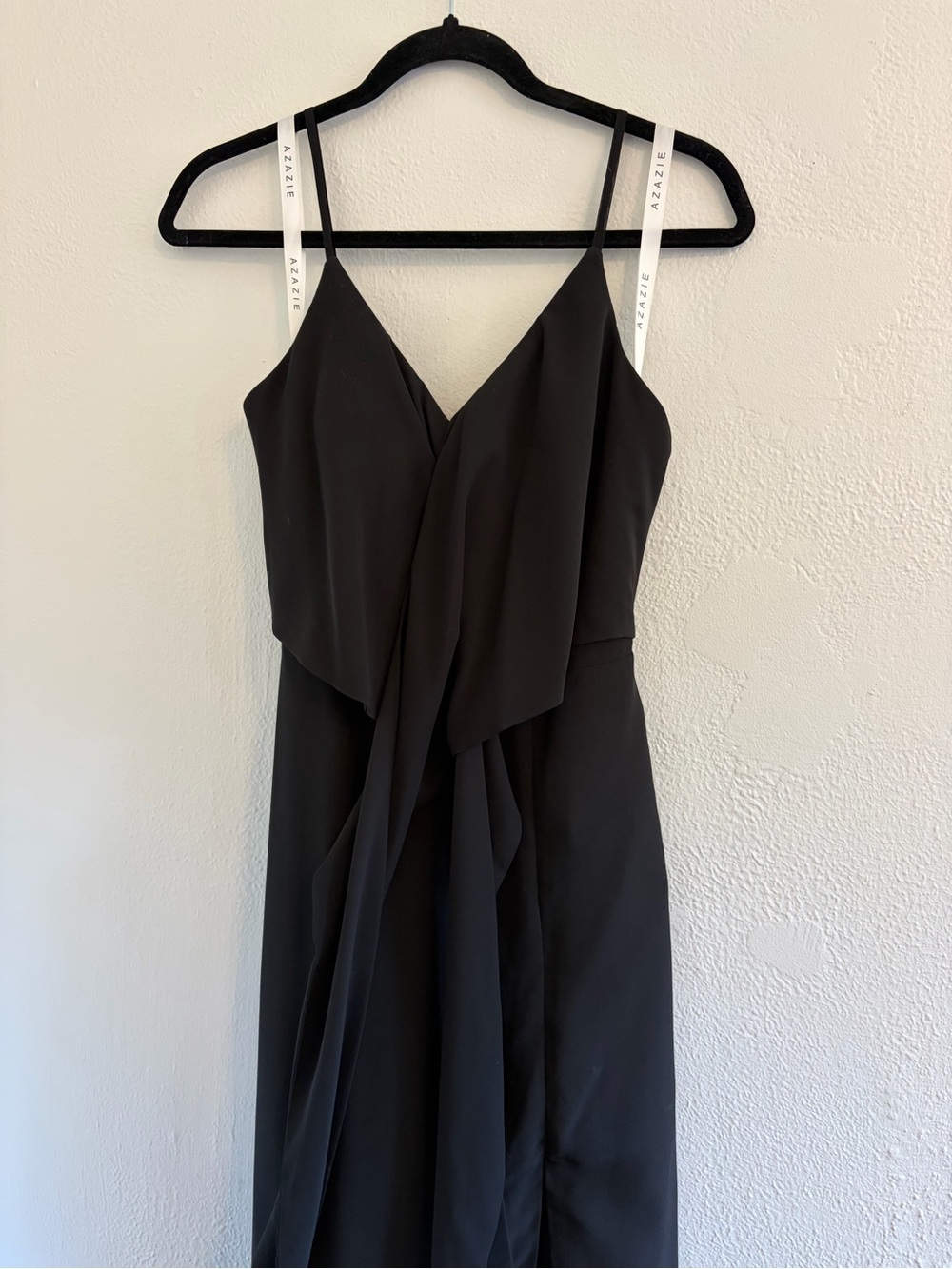 Azazie Black formal Draped Evening Gown